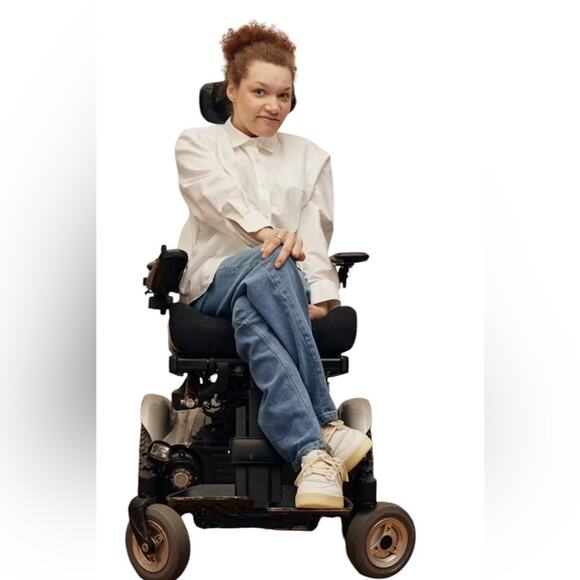 Djerf Avenue High Waist Straight Mid Blue Denim Jeans, size 26 - Picture 3 of 12